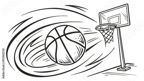 Basketball Slam Art – Monochrome Hoop Action Set