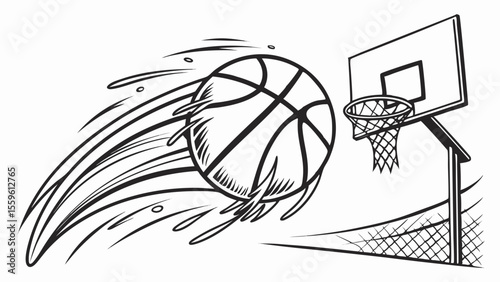Basketball Slam Art – Monochrome Hoop Action Set