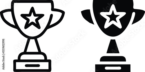 Trophy Award Icon – Star Prize Symbol for Achievement, Success, and Recognition