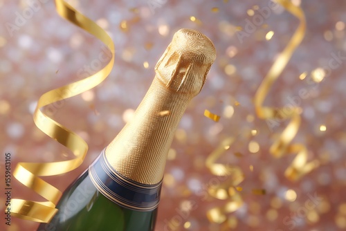 Celebration with champagne bottle, New year concept.