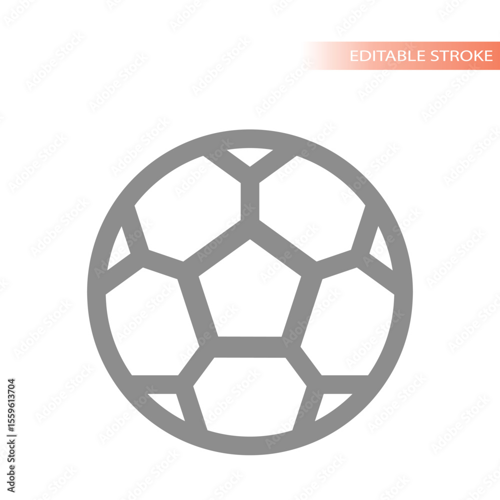 Fototapeta premium Simple soccer ball. Line vector icon and editable stroke.