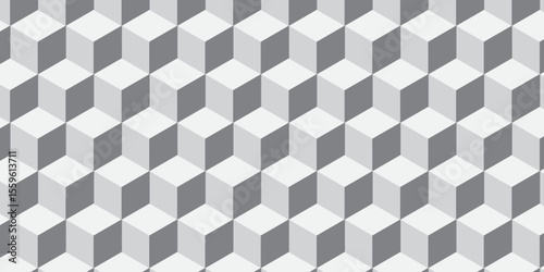 3D Futuristic minimal honeycomb mosaic white and gray background. Modern hexagon seamless vector pattern.