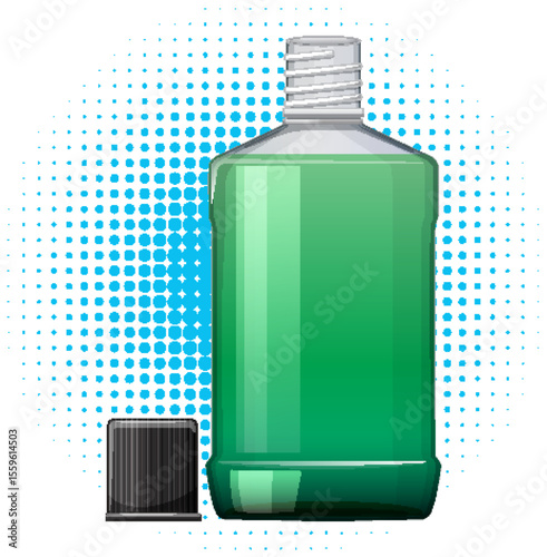 Green Mouthwash Bottle Vector Illustration