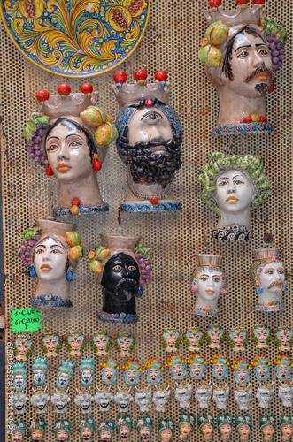 porcelain souvenirs on the street in Syracuse, Sicily