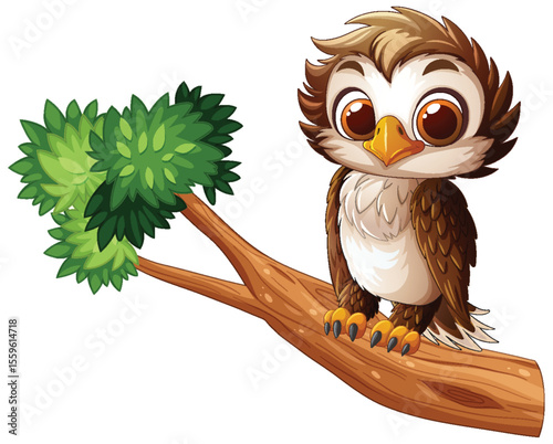 Cute Owl on a Tree Branch