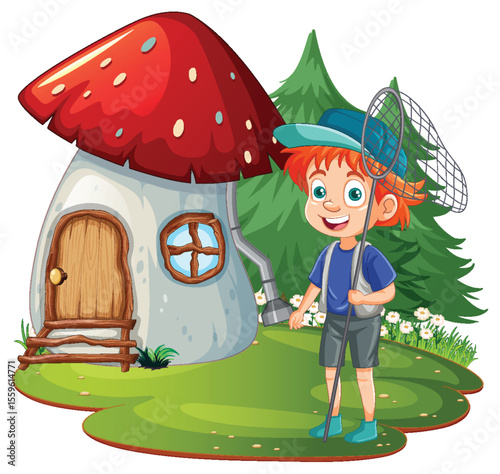 Whimsical Forest Adventure with Mushroom House
