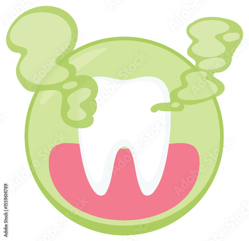 Tooth Decay Vector Illustration with Green Background