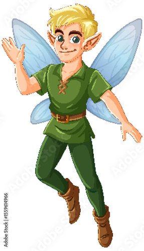 Charming Male Fairy with Blue Wings Illustration