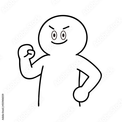 ガッツポーズし頼りがいがある棒人間