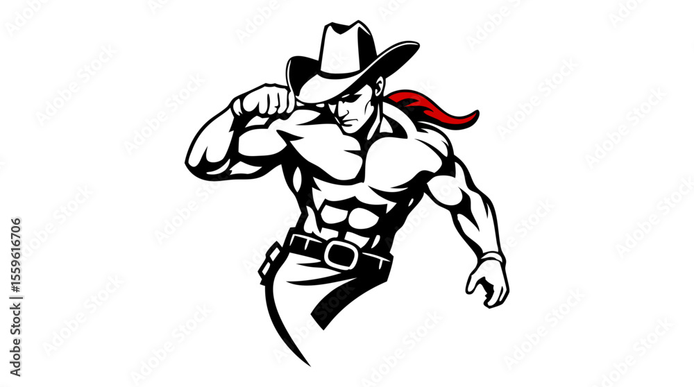 Fototapeta premium Cowboy Mascot Vector Set – Western Hero Icons