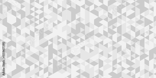Abstract geometric wall tile and metal cube background triangle wallpaper. Seamless geometric pattern low polygon backdrop background. Gray diamond overlap polygonal background.	
