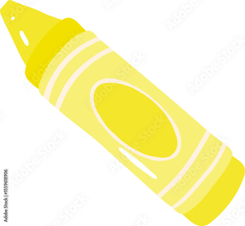 Bright Yellow Crayon Illustration for Kids and School Projects

