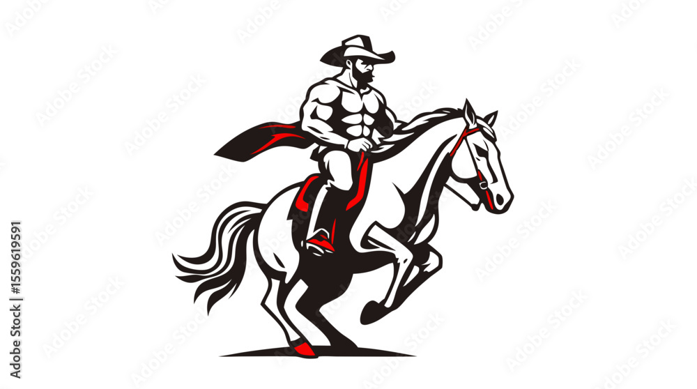Obraz premium Cowboys and Horses – Western Action Vector Icons