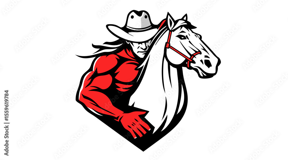 Obraz premium Cowboys and Horses – Western Action Vector Icons