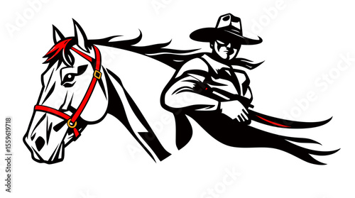 Cowboys and Horses – Western Action Vector Icons