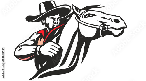 Cowboys and Horses – Western Action Vector Icons