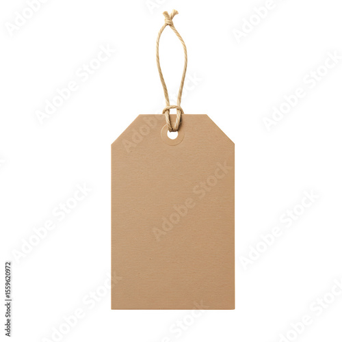 Brown Kraft Paper Tag – Blank Recycled Label for Packaging or Gift, Isolated on White or Transparent Background