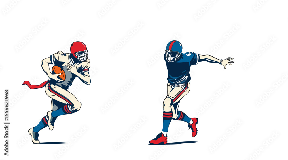 Fototapeta premium Dynamic American Football Player Vector Illustrations – Action, Speed, and Power