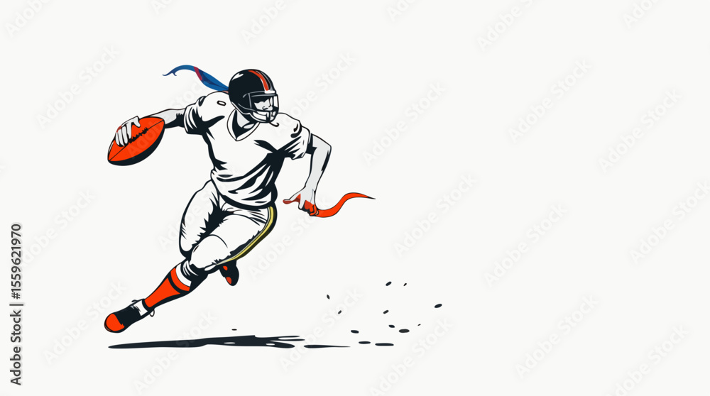 Fototapeta premium Dynamic American Football Player Vector Illustrations – Action, Speed, and Power