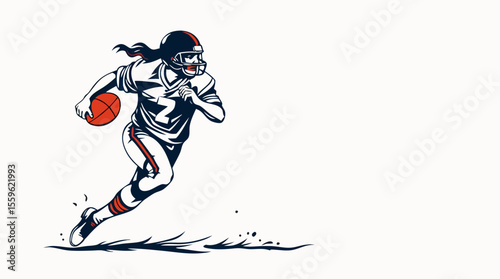 Dynamic American Football Player Vector Illustrations – Action, Speed, and Power
