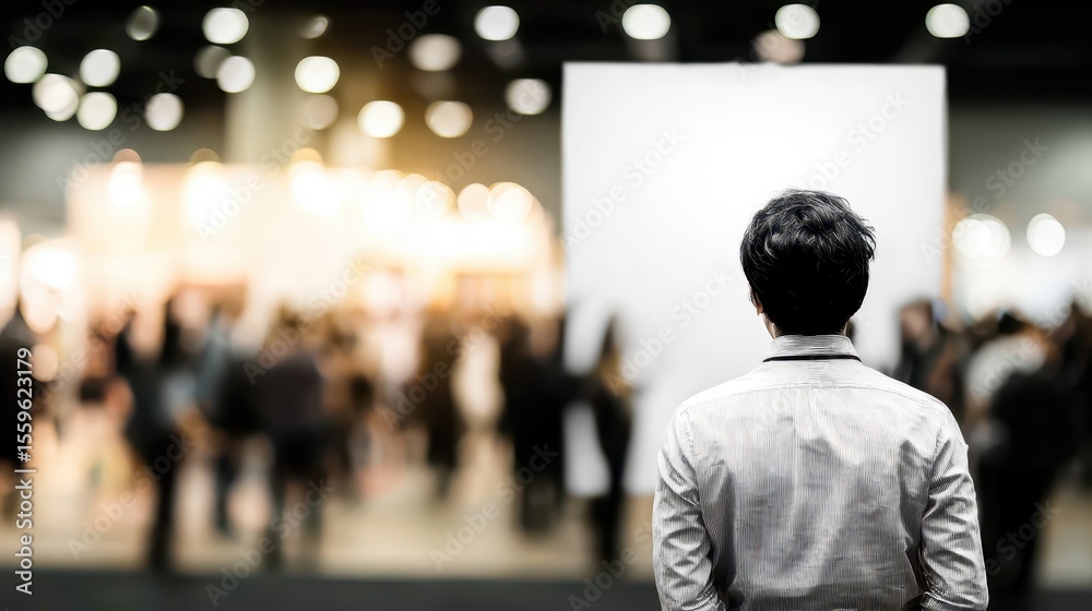 Fototapeta premium Person observing an exhibition hall.