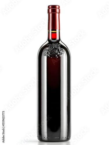 Wallpaper Mural Elegant full bottle of red wine with a decorative label sits on a reflective surface against a white backdrop. Torontodigital.ca
