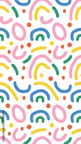 Whimsical Shapes Pattern: Playful shapes and vibrant hues dance across the surface in a dynamic pattern, evoking a sense of joy and creative expression.