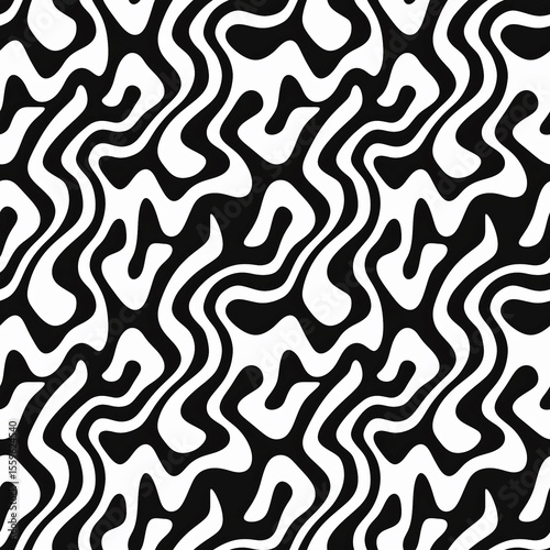Abstract curved stripes of black and white colors