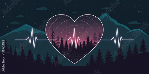 red heart on the background of the wave