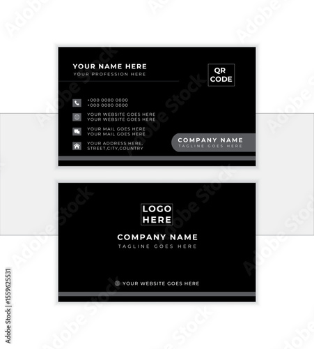  Abstract Business Card, vertical & horizental Layout, visiting card, modern presentation, print template, editable vector illustration.
               