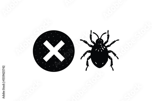 Black tick and cross symbol insect arachnid