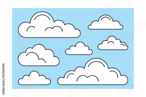 Fluffy white clouds against light blue sky vector