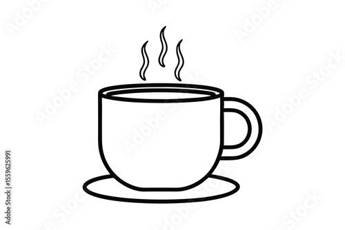 Steaming hot beverage in a mug with saucer coffee hot drink