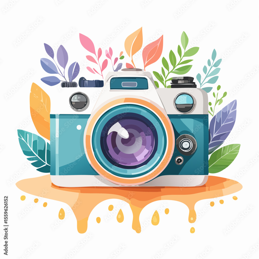 Obraz premium カラフルなレトロ風の一眼レフカメラ