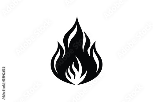 Black fire flames abstract symbol heat burning