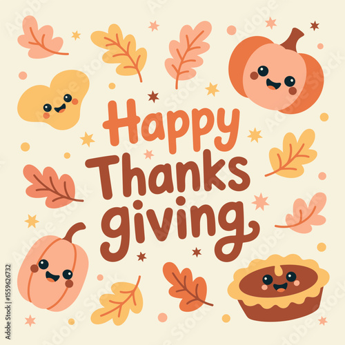 Vintage pumpkin themed thanksgiving badge design with ribbon and pie for warm seasonal sticker or print  