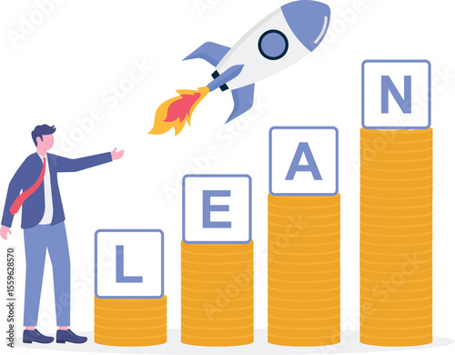 Lean startup using agile methodology to manage company for fast deliver or launch product.