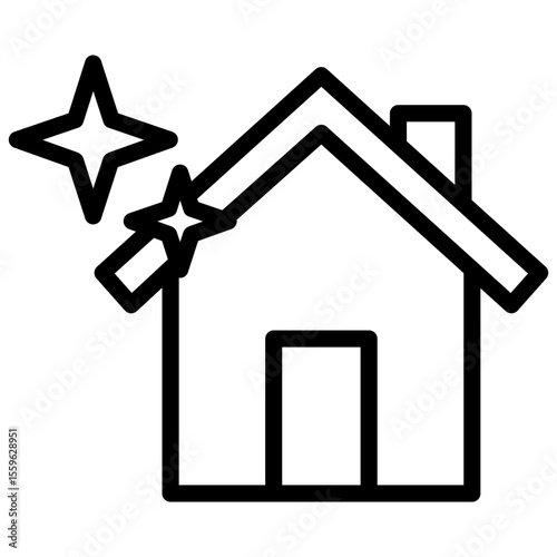 move in/out cleaning line icon