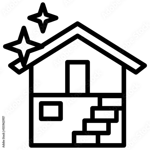 basement cleaning line icon