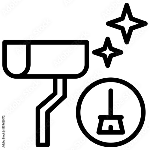 gutter cleaning line icon