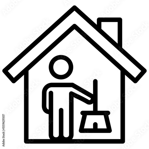 housekeeping for seniors line icon