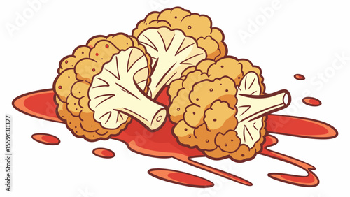 Fried cauliflower in sauce