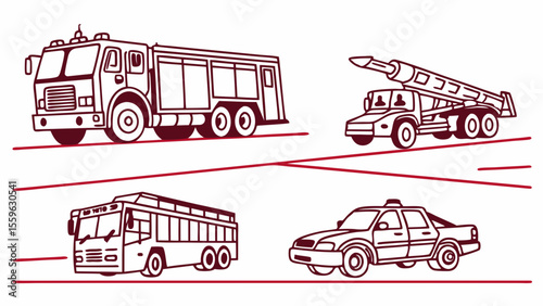 Four Vehicles in Motion