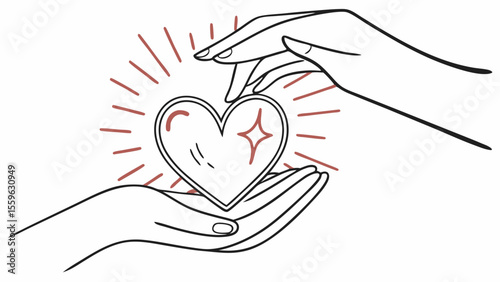 Hands gently cradling a radiant heart