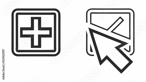 Plus symbol & cursor clicking square