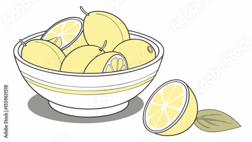 Lemons in a bowl, one sliced