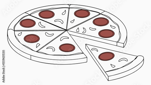 Pepperoni pizza, a slice removed