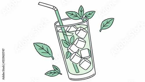 Iced mint drink in a glass
