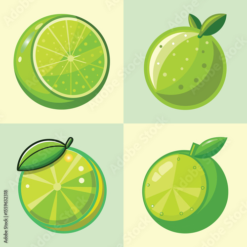 Lime Flat Style Citrus Fruit Vector Illustration