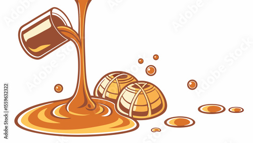 Caramel pouring over pastries